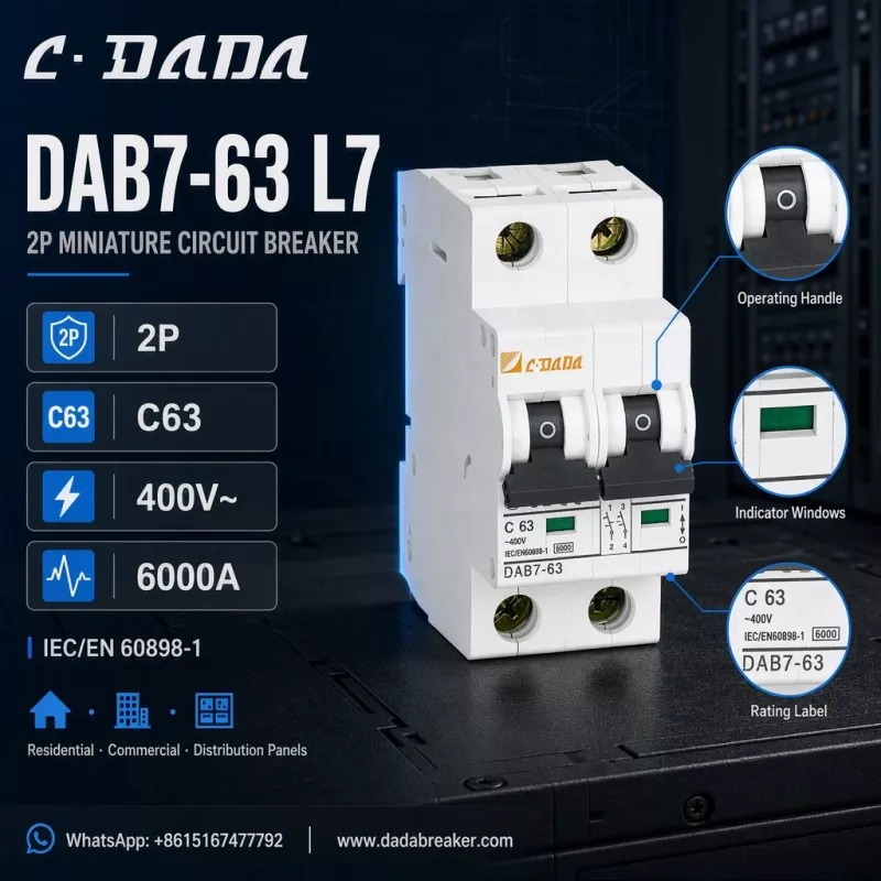 DAB7-63 L7 2P MCB - Clear, Proteksi Kompak kanggo Panel Distribusi